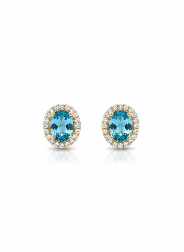 Cercei oval aqua din aur