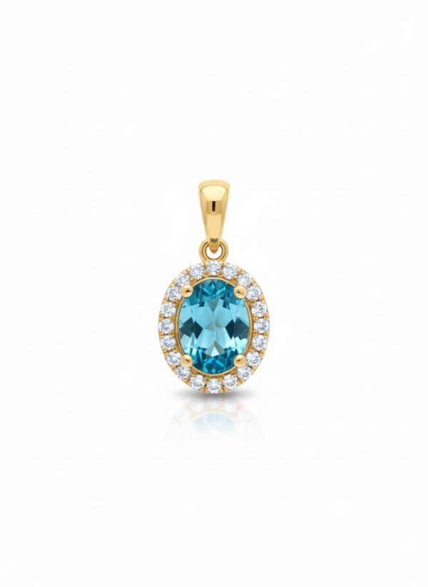 Pandantiv oval aqua