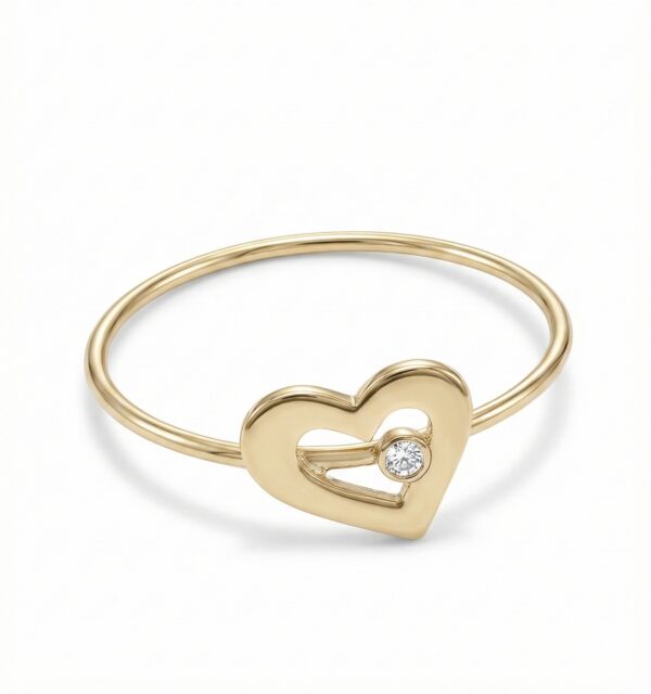 Inel din aur galben Heart Spark cu zirconia