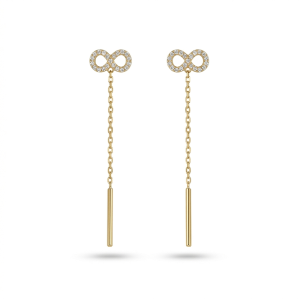 Cercei din Aur Galben cu Zirconia – Infinity Drop