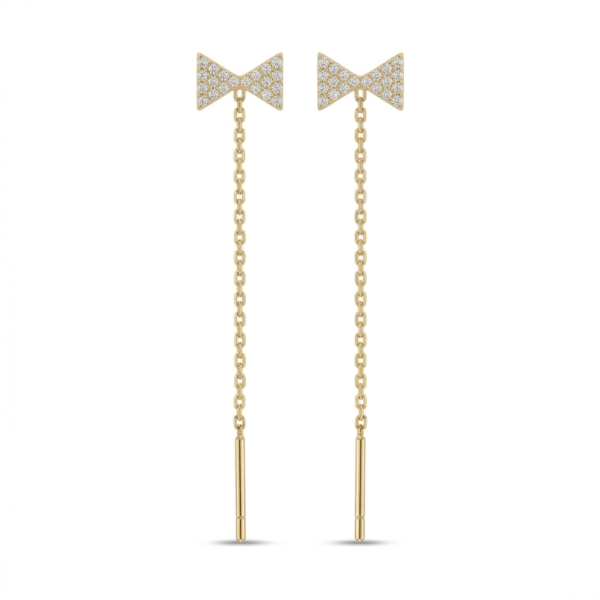 Cercei din Aur Galben cu Zirconia – Bow Drop