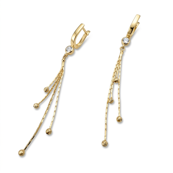Cercei din Aur Galben cu Zirconia – Golden Flow