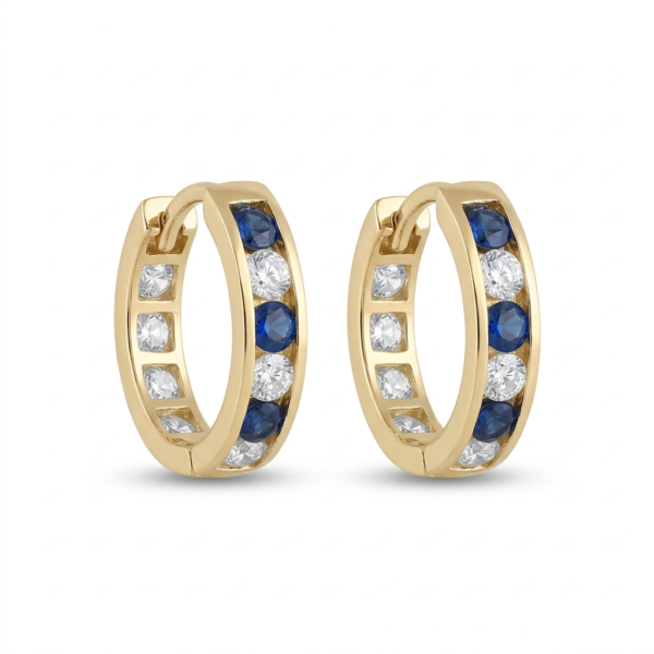Cercei din Aur Galben cu Zirconia – Sapphire Shine Hoops