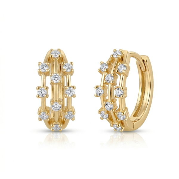 Cercei din aur Creole Royal Zirconia