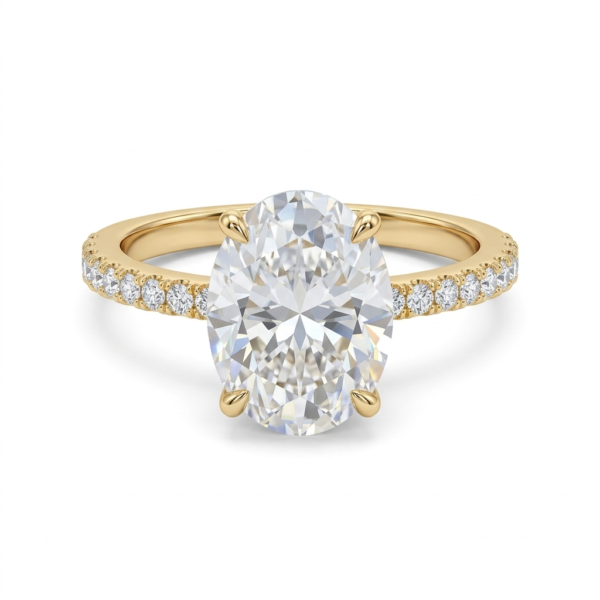 Inel din aur galben cu zirconia ovală și pavé – Royal Glow