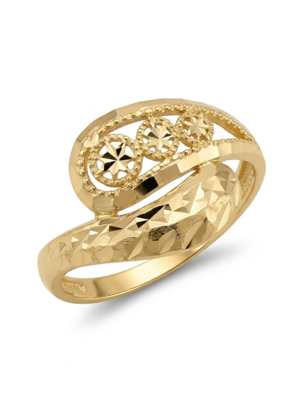 Inel din aur galben cu model decorativ filigranat